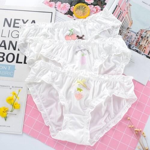 New Milk Silk Imitation Satin Silky Soft Women Underwear Low Waist Ruffle Female Panties Cute Lovely Sweet Girl Breifs Lingerie