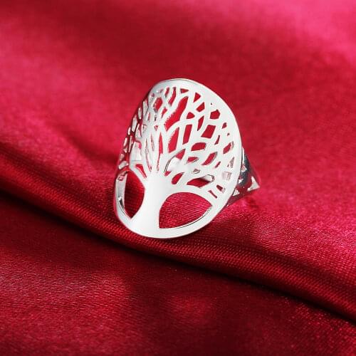 New Popular 925 Sterling Silver wide tree Rings For Women men elegant Fashion Party Christmas Gifts Girl wedding fine Jewelry