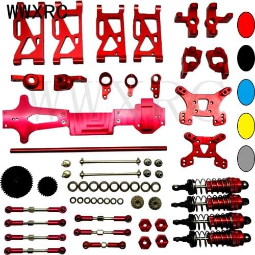 For 1/14 WLtoys 144001 Upgrade Metal Kit Spare Parts Gears Accessories Set RC Car Wltoys Shocks Metal Gear Steering Hub Shock