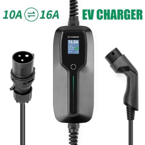 10/16A Portable EV Charger Box for Type 2 IEC 62196-2 Electric Vehicle EVSE Charging Station CEE Plug