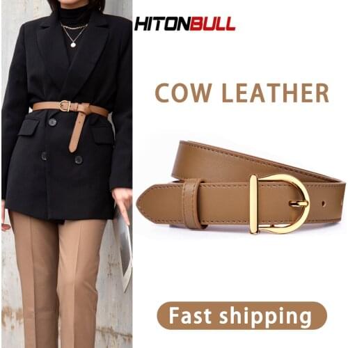 HITONBULL Women Belt Genuine Leather Ladies Thin Belts Fashion Luxury Brand High Quality Female Jeans Windbreaker Waistband