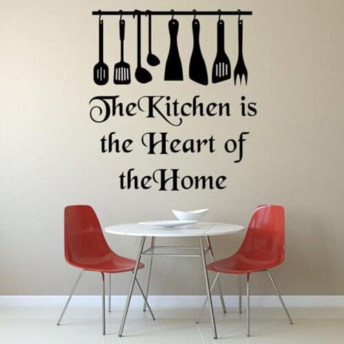 Vinyl Wall Art Sticker The Kitchen is the Heart of the Home Quote Decal Mural Home Decoration Dining Room Creative Decals S465