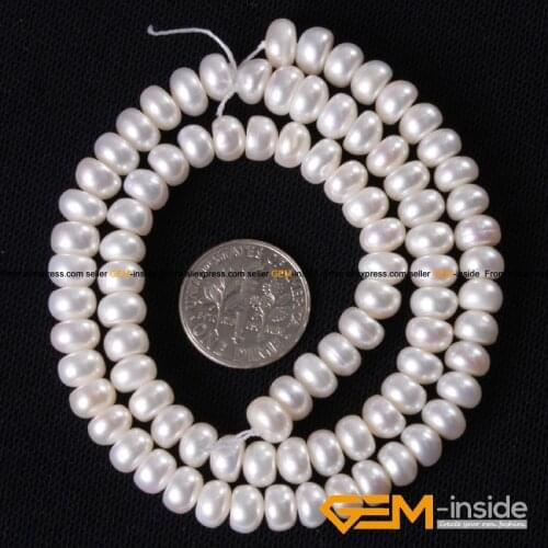 Pearl: 6-7mm Natural Cultured Pearl Beads Strand 15" DIY Loose Beads For Jewelry Making Beads Wholesale