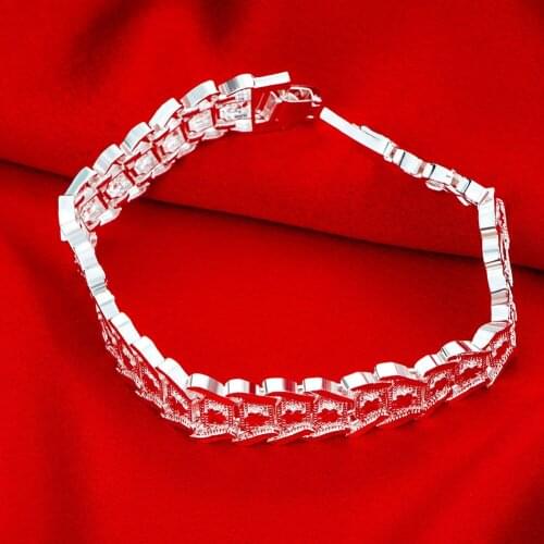 Hot fine 12MM chain 925 sterling silver Bracelet for men woman fashion Luxury jewelry Wedding party Christmas giftss