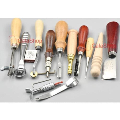 1 Set / Lot 12 style Edge Kit Punch Groover Carving Beveler Slicker AWl Leathercraft DIY Tools