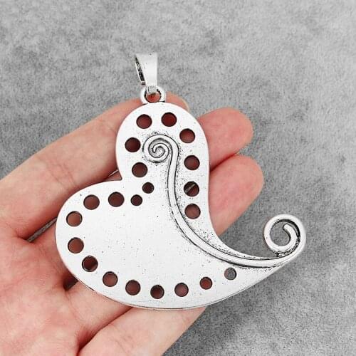 3PCS Large Love Heart Spiral Vortex Porous Charms Pendants for Necklace Making Jewelry Findings 69x64mm