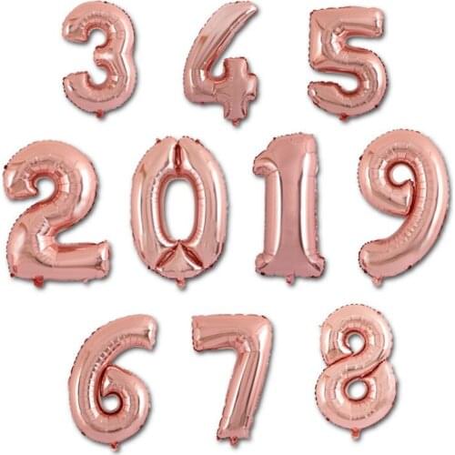 32 Inch Number Balloon Rose Gold Silver Foil Balloons Digit 0-9 Birthday Wedding Engagement Party Anniversary Decoration