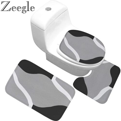 Zeegle 4pcs Bathroom Carpet Bath Mats Toilet Cover Mat Absorbent Microfiber Bath Foot Mat Anti-slip Bathroom Toilet Pedestal Rug