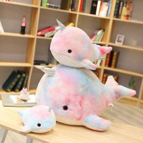 45 CM Rainbow Narwhale Plush Toys Stuffed Whale Unicorn Fish Doll Soft Animals Pillow for Baby Girls Kids Birthday Gift