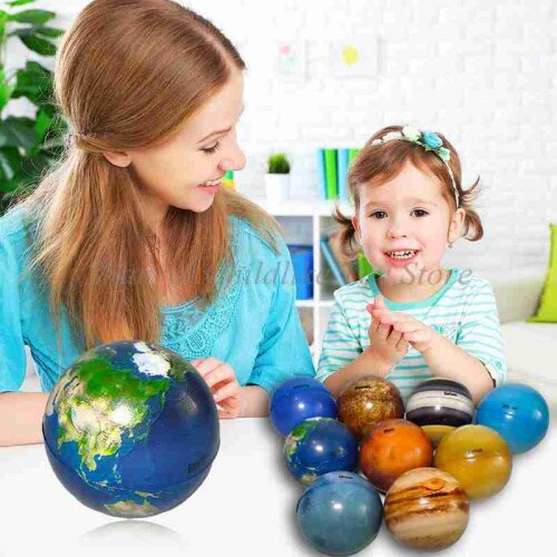 6.3cm Eight Planets Moon Star Ball Toy Colorful Bouncy Sponge Elastic Printing Star Ball Children Educational Toy Gift