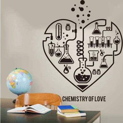 Large Chemistry Science Abstract Heart Wall Decal Laboratory Classroom Geek Chemistry Science Valentine Wall Sticker Kids Room