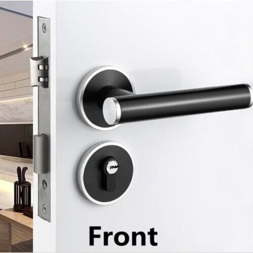 American interior bedroom split door lock European modern simple matte black Bathroom study kitchen Solid wood door handle lock