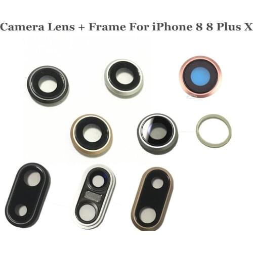AYJ 1 Piece Back Rear Camera Lens with Frame For iPhone 7 8 Plus X Main Camera Frame with Glass Replacement Repair Parts