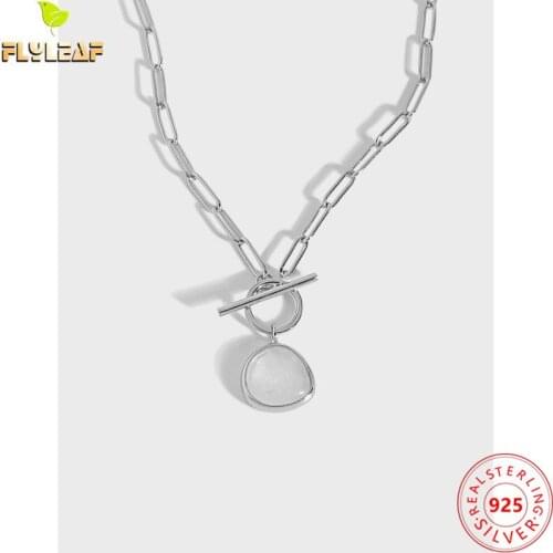 925 Sterling Silver Natural Crystal OT Buckle Chain Pendant Necklace For Women Light luxury women Fine jewelry