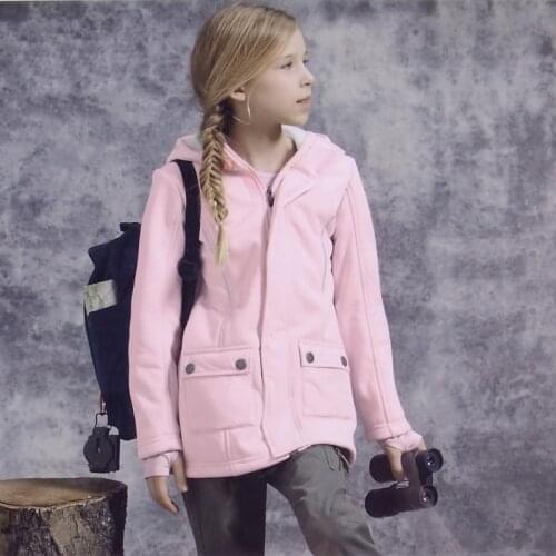 Children/kids/girls pink windproof softshell jacket with thick fleece, softshell coats, girls outwear size 5T and 13T