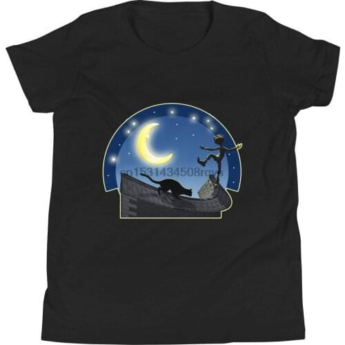 Kids Funny CAT & BOY T Shirt Youth Short Sleeve T Shirt