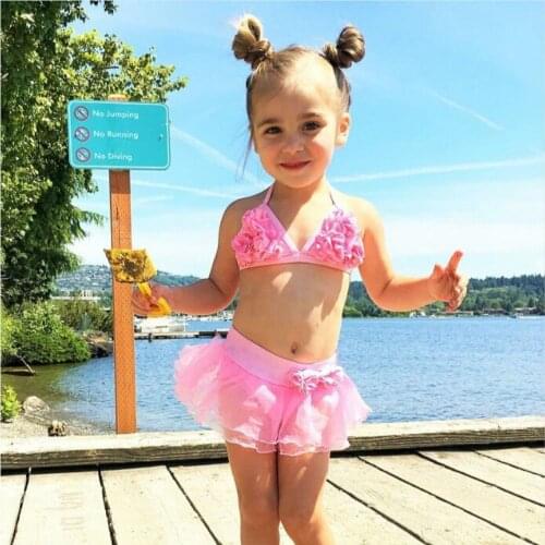 1-6Years Kids Baby Girls Flower Swimwear Swimsuit Bikini Set Children Swimming Bathing Suit Summer Baby Beachwear