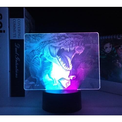 Two-Color Series Dinosaur With Open Mouth 3D Lamp Visual Illusion Acrylic Light Guide Plate for Children Festival Birthday Gifts