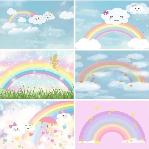 Dream Cloud Rainbow Backdrop Photography Backdrop Newborn Baby Shower Decorations Photo Background for Children Backdrop Studio