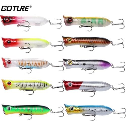 Goture 10 Pcs/lot Streamline Design Topwater Lure Popper 8CM 11.6g Fishing Surface Floating Lures Poper Hard Baits
