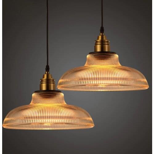 Creative Nordic industrial home lighting bar dining room living room bedroom simple striped lid glass chandelier lamps