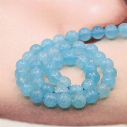 Fashion Natural Sky Blue Agates Stone Round Loose Beads 4/6/8/10/12mm DIY Womens Jewelry Making Gift Free Shipping 15inch Y531