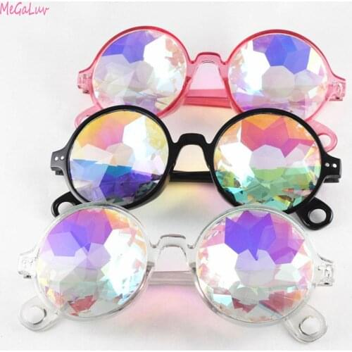 Round Frame Holographic Kaleidoscope Men Women Sunglasses Rave Festival Kaleidoscope Unisex Glasses Party Decoration Eye wear