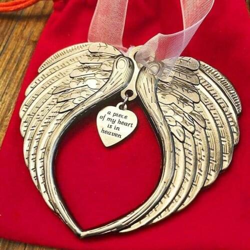 Angel Wings Pendant Commemorates A Loved One My Heart Is In Heaven Sympathy Gifts Lost Mother Daughter Grandpa Dad Son New
