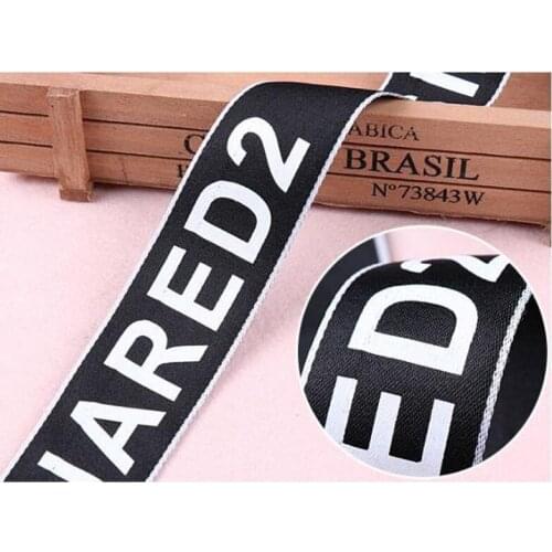 2Yard 40Mm Ribbon Handmade Design Printed White Letter Ribbons For Clothing Backpack Hat Dress Bag Decoration Sewing FabricTrim