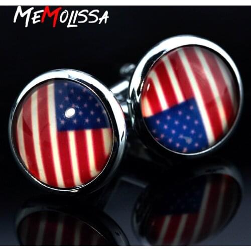 MeMolissa 3 pairs High quality fashion mens shirts Cufflinks flag sleeve button brass Cufflinks wholesale and retail