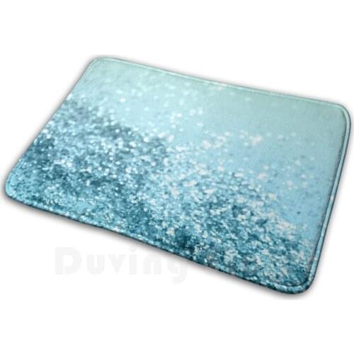 Seafoam Aqua Ocean Mermaid Girls Glitter #3 #Shiny #Decor #Art Mat Rug Carpet Anti-Slip Floor Mats Bedroom Color Digital
