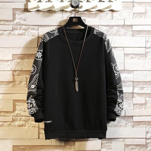 Fashion Brand Black Print Hoodies 2021 Spring Autumn Hip Hop Loose Casual Mens Sweatshirts Punk Streetwear Clothes