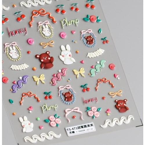 Nail Sticker Good Adhesion High Penetration Mini Cartoons Image Charm Design Empaistic Nail Slide for Female
