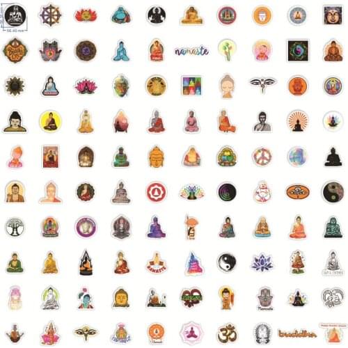 100PCS Cartoon Buddhism Graffiti Sticker Buddha For Bottle Skateboard Laptop Guitar Scrapbooking PVC Toy Kids Decals Sticker F3