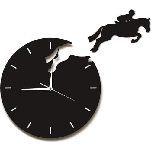 Wall Cloc Art Decor Horseman Jumping Wall Watch Rider on Horseback Jumping Horse Clocks Design 3D Wall Clock