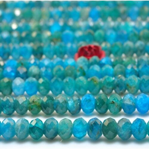 Natural Blue Apatite Faceted Rondelle Beads Wholesale Loose Gemstones Diy Jewelry Making Stuff Gems