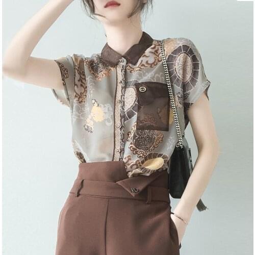 2021 Summer New Polo Short-sleeved Shirt Retro Hong Kong Style Ladies Shirt Design Niche Tops Short Sleeve Women Japanese Wear