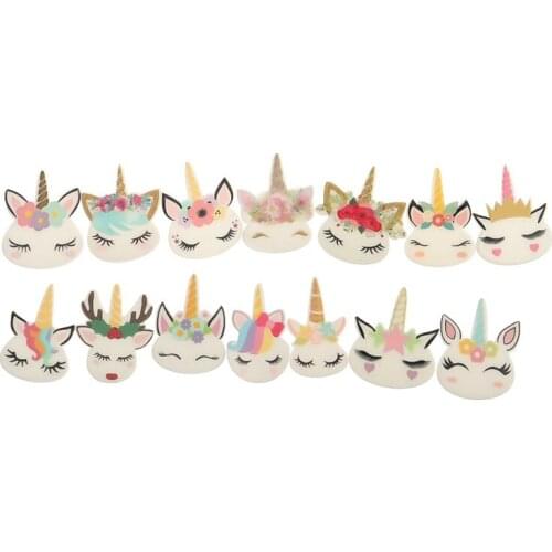 1pcs Planar Resin Cute Unicorn Head Kawaii Resin Cabochons Accessories New Arrival