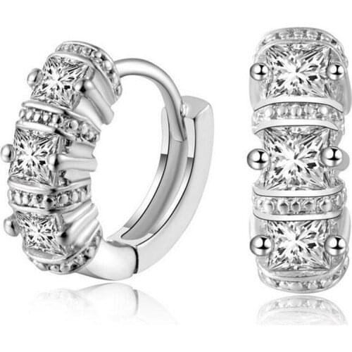 New Angel Stud Earring Earings Fashion 925 Sterling Silver Color Crystal Earrings for Women Nickel Free Wholesale Jewelry #010