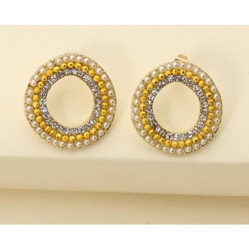 Fashion Wholesale Handmade Bead Geometric Drop Earrings Beautiful Summner Dress Long Earrings for Daily Wedding