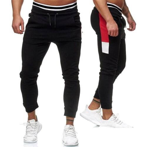 Autumn Winter Men’s Plus Size Casual Sweatpants Fashion Solid Color Patchwork Drawstring Beam Feet Trousers With Pockets