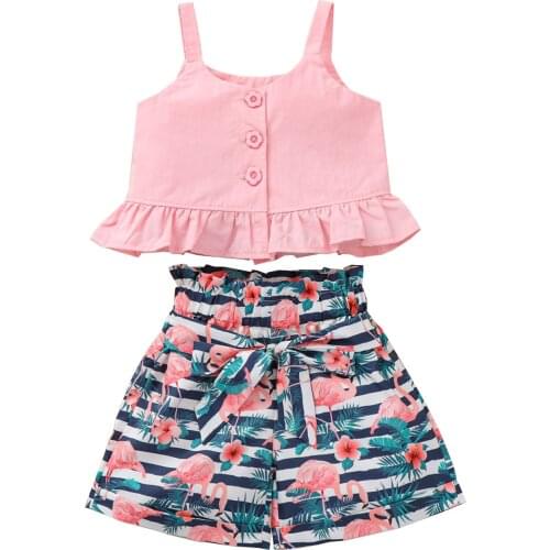 2-6Y Kids Baby Girls Summer Clothes Sets Casual Sleeveless Vest Tops Floral Shorts 2pcs Outfits Children Fashion Clothing