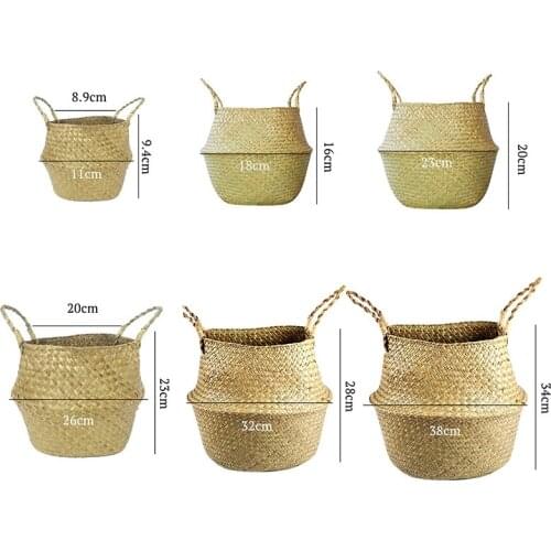 Seagrass Wicker Work Rattan Basket Hanging Planting Flower Pot Storage Laundry Basket Cesta Mimbre Home Garden Decoration