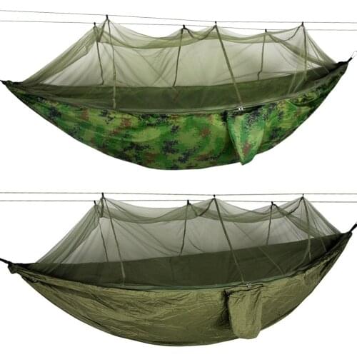 Outdoor Camping Garden Hammock with Mosquito Net Outdoor Portable 2 Person Canopy Hanging Sleep Swing with Storage Bag