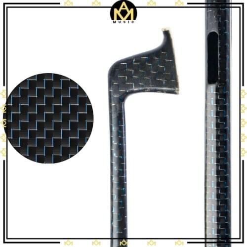 Durable Unfinished 4/4 Size Violin Bow Blue Silk Braided Carbon Fiber Bow Stick Semifinished Bow Stick