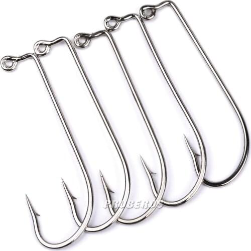 10pcs/lot Fishing Hook Jig Big Series Crank Hooks Offset High Carbon Steel Saltwater Bass Worm Hooks Carp Fishing Tackle