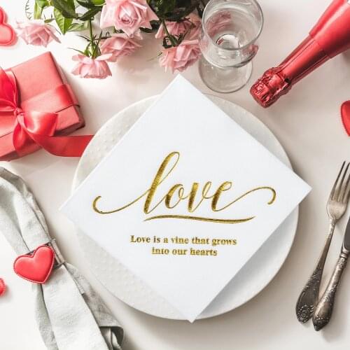 50 Pack Air-Laid Napkins LOVE Table Decoration Environmental Protection Dust-free paper For Kitchen, Bathroom, Party