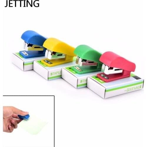 JETTING Mini Stapler Candy Solid Color Plastic Fastener Paper Stapler Manual Stapler No. 10 Staples Set Random 1set Stapler