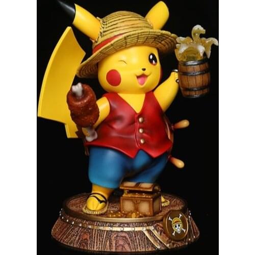 TAKARA TOMY Japan Anime Pokemon Dolls Action Figure Pikachu Cosplay One Piece Lufy Sauron Sanji OP 17cm
