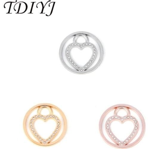TDIYJ New Arrival 33mm Crystal Heart Lock Coin Disc fit 35mm Frame Pendants for Women 1pcs/lot